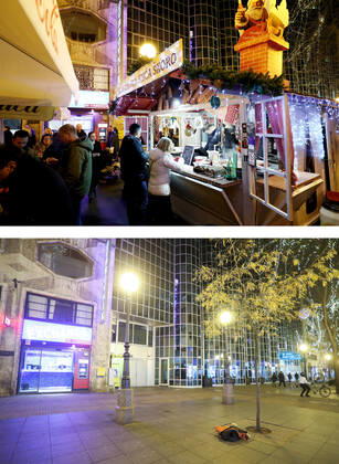 PXL_Combo of last year s and this year s Advent in Zagreb Combo of last year s and this year s Advent in Zagreb, Croatia on November 29, 2020. LukaxStanzl PIXSELL