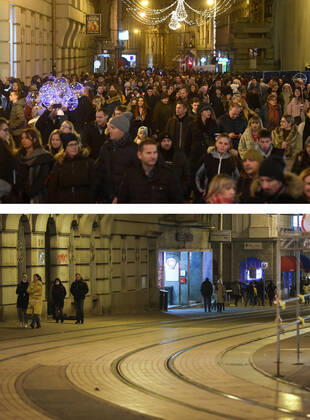 PXL_Combo of last year s and this year s Advent in Zagreb Combo of last year s and this year s Advent in Zagreb, Croatia on November 29, 2020. LukaxStanzl PIXSELL
