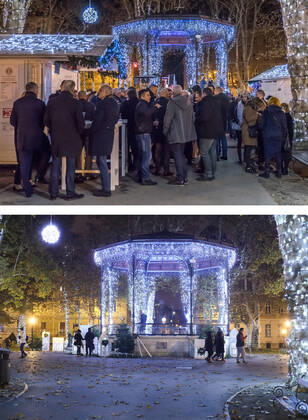 PXL_Combo of last year s and this year s Advent in Zagreb Combo of last year s and this year s Advent in Zagreb, Croatia on November 29, 2020. LukaxStanzl PIXSELL