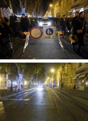 PXL_Combo of last year s and this year s Advent in Zagreb Combo of last year s and this year s Advent in Zagreb, Croatia on November 29, 2020. LukaxStanzl PIXSELL