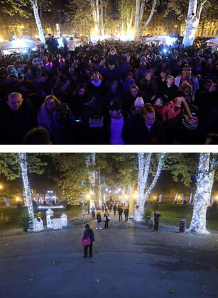 PXL_Combo of last year s and this year s Advent in Zagreb Combo of last year s and this year s Advent in Zagreb, Croatia on November 29, 2020. LukaxStanzl PIXSELL
