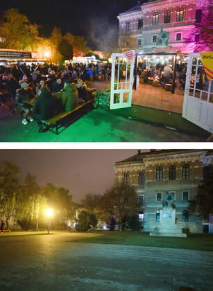 PXL_Combo of last year s and this year s Advent in Zagreb Combo of last year s and this year s Advent in Zagreb, Croatia on November 29, 2020. LukaxStanzl PIXSELL