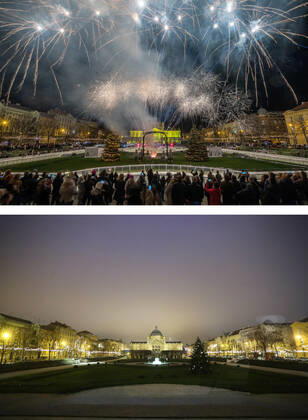 PXL_Combo of last year s and this year s Advent in Zagreb Combo of last year s and this year s Advent in Zagreb, Croatia on November 29, 2020. LukaxStanzl PIXSELL