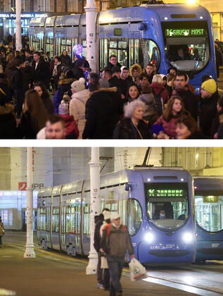 PXL_Combo of last year s and this year s Advent in Zagreb Combo of last year s and this year s Advent in Zagreb, Croatia on November 29, 2020. LukaxStanzl PIXSELL