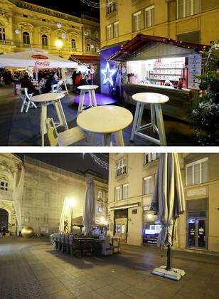 PXL_Combo of last year s and this year s Advent in Zagreb Combo of last year s and this year s Advent in Zagreb, Croatia on November 29, 2020. LukaxStanzl PIXSELL