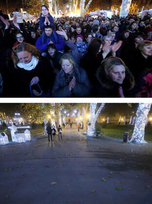 PXL_Combo of last year s and this year s Advent in Zagreb Combo of last year s and this year s Advent in Zagreb, Croatia on November 29, 2020. LukaxStanzl PIXSELL