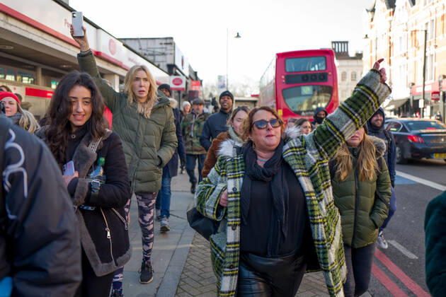 January 9, 2021, London, UK: Woman chanting Give us freedom back on the steets of Lonon London UK - ZUMAg173 20210109_zap_g173_005 Copyright: xVelarxGrantx