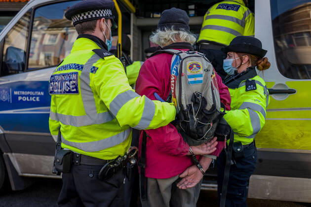 January 9, 2021, London, UK: Man was arrested and taken to a police van in Clapham Common London UK - ZUMAg173 20210109_zap_g173_012 Copyright: xVelarxGrantx