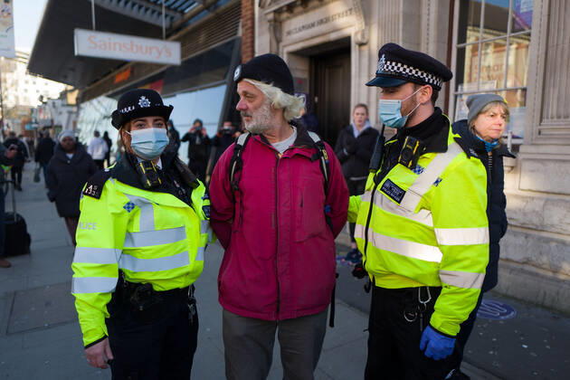 January 9, 2021, London, UK: Man was arrested and taken to a police van in Clapham Common London UK - ZUMAg173 20210109_zap_g173_022 Copyright: xVelarxGrantx