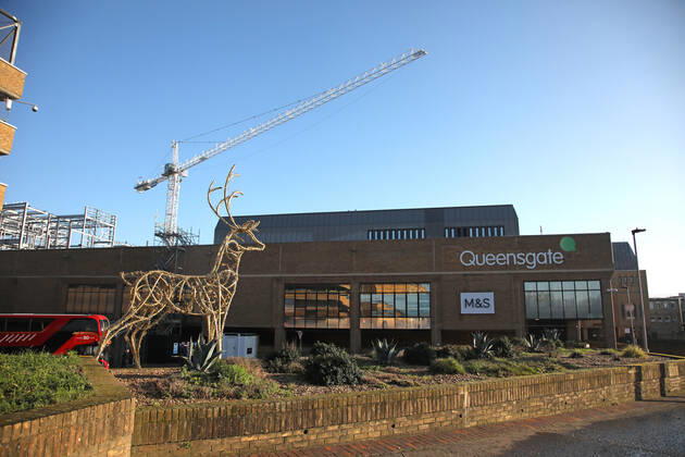 The outside of Queensgate shopping centre on the first weekend of Lockdown Three , in Peterborough, Cambridgeshire. Again, people are not allowed to leave home except for minimal food shopping, medical treatment, exercise - once a day, and essential work. 