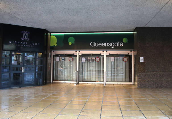 Queensgate shopping centre is closed on the first weekend of Lockdown Three , in Peterborough, Cambridgeshire. Again, people are not allowed to leave home except for minimal food shopping, medical treatment, exercise - once a day, and essential work. 