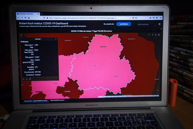 Coronavirus in Deutschland - Covid-19-Dashboard des Robert Koch-Institut DEU, Deutschland, Sachsen, Landkreis Bautzen 11.01.2021: Die 7-Tage-Inzidenz (Fälle letzte 7 Tage 100.000 EW) beträgt 533,4