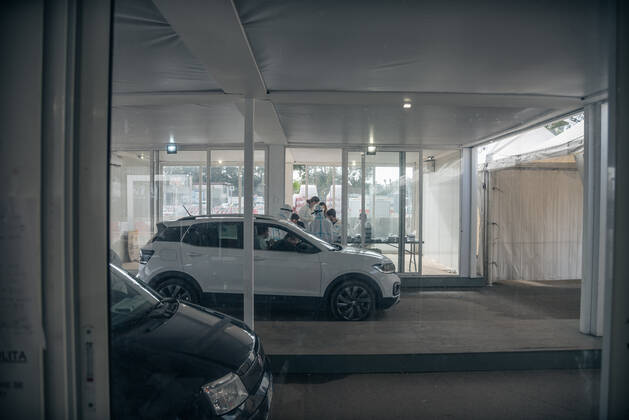 Sicily, Messina, the screening campaign and the procedures for carrying out swabs to monitor the progress of infections. both citizens and those passing through the island are subjected to the test. Editorial Usage Only  Copyright: xFRANCESCOxALGERIx xIPAx