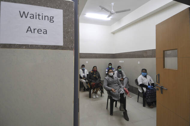 NOIDA, INDIA - JANUARY 11: A view inside the waiting area during a dry-run of Covid-19 vaccine at Bhangel CHC hospital, on January 11, 2021 in Noida, India. Prime Minister Narendra Modi on Monday spoke on India s vaccination plan ahead of the mega Covid-19 vaccination drive, which is set to start on 16 January, 2021. Around 3 crore healthcare workers and frontline workers will be vaccinated in the first phase of vaccination. In the 2nd phase, those above 50 years and those under 50 years with co-morbid conditions will be vaccinated, the Prime Minister said. (Photo by Sunil Ghosh Hindustan Times) Covid-19 Vaccine Dry Run