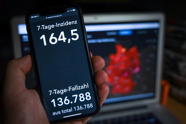 Coronavirus in Deutschland - Covid-19-Dashboard des Robert Koch-Institut 12.01.2021: Robert Koch-Institut: 7-Tage-Inzidenz 164,5. 7-Tage-Fallzahl 136.788