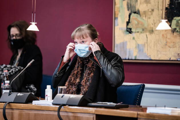 Kulturminister Joy Mogensen (S) er kaldt i samraad om brud paa menneskerettigheder i Qatar i forbindelse med forberedelserne til VM-slutrunden i herrefodbold i 2022. Samraadet finder sted paa Christiansborg tirsdag den 12. januar 2021.. , Copenhagen Denmark Copyright: RitzauxScanpix EmilxHelmsx cop101 spdk20210112-135112-L