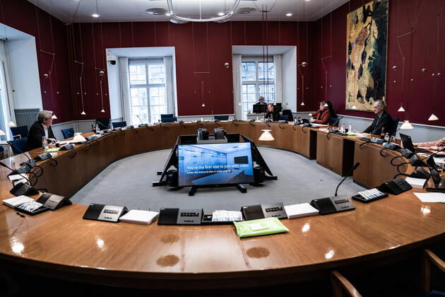 Kulturminister Joy Mogensen (S) er kaldt i samraad om brud paa menneskerettigheder i Qatar i forbindelse med forberedelserne til VM-slutrunden i herrefodbold i 2022. Samraadet finder sted paa Christiansborg tirsdag den 12. januar 2021.. , Copenhagen Denmark Copyright: RitzauxScanpix EmilxHelmsx cop101 spdk20210112-135125-L