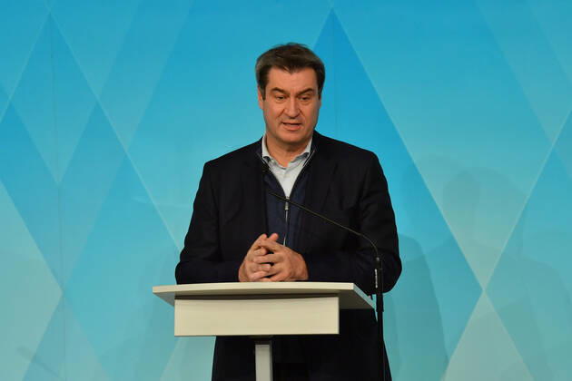 Dr. Markus Söder (Bayerischre Ministerpräsident) PK der Bayerischen Staatsregierung Januar 2021 Corona-Pandemie Prinz-Carl-Palais München 12.Januar 2021