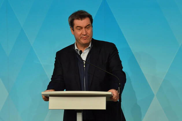 Dr. Markus Söder (Bayerischre Ministerpräsident) PK der Bayerischen Staatsregierung Januar 2021 Corona-Pandemie Prinz-Carl-Palais München 12.Januar 2021
