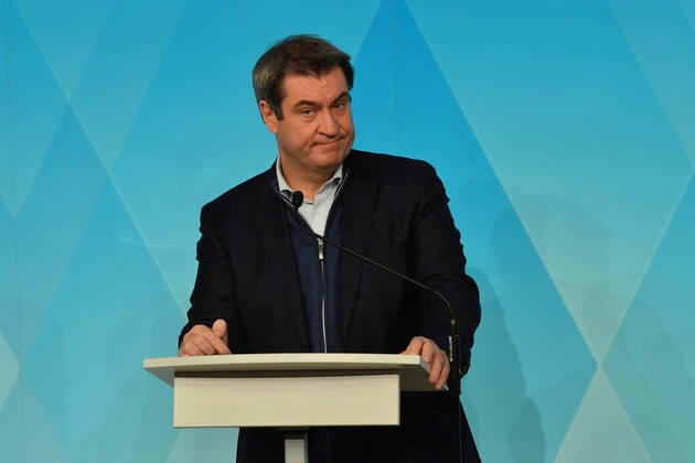 Dr. Markus Söder (Bayerischre Ministerpräsident) PK der Bayerischen Staatsregierung Januar 2021 Corona-Pandemie Prinz-Carl-Palais München 12.Januar 2021