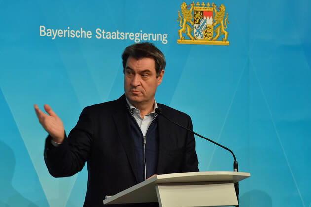 Dr. Markus Söder (Bayerischre Ministerpräsident) PK der Bayerischen Staatsregierung Januar 2021 Corona-Pandemie Prinz-Carl-Palais München 12.Januar 2021