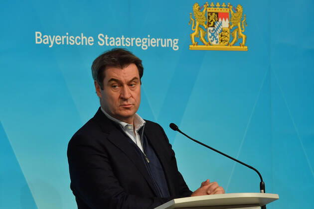 Dr. Markus Söder (Bayerischre Ministerpräsident) PK der Bayerischen Staatsregierung Januar 2021 Corona-Pandemie Prinz-Carl-Palais München 12.Januar 2021