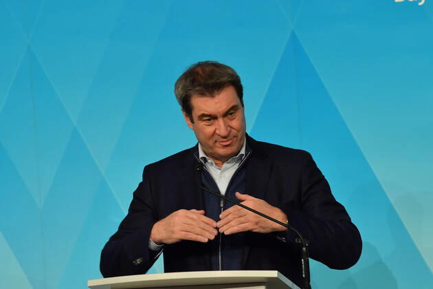 Dr. Markus Söder (Bayerischre Ministerpräsident) PK der Bayerischen Staatsregierung Januar 2021 Corona-Pandemie Prinz-Carl-Palais München 12.Januar 2021