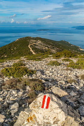 PXL_Osorscica mountain Photo taken on Jan. 12, 2021 show Osorscica mountain , Losinj Island, Croatia. Osorscica mountain spreads along the northern part of the island of Losinj from Cunski to Osor, and it is about 20 kilometres long. It is the first mountain on the islands of Adriatic to have attracted visitors, heir to the Austro-Hungarian throne Rudolf Habsburg was surely one of the first, having climbed Osorscica in 1887. Osorscica is well-known for many caves and the most famous are St. Gaudentius cave, located below the peak Televrina on the eastern side, and Vela Jama on the western side of Televrina. It is about 40 metres deep and remains of people were found here from about 10.000 years ago. SreckoxNiketic PIXSELL