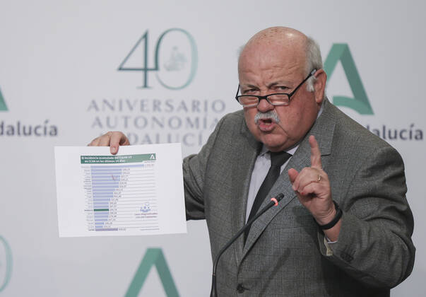 The Minister of Health and Families, Jesus Aguirre, during his speech at a conference after the meeting of the Governing Council of the Andalusian Government. In the Palace of San Telmo, Seville (Andalusia, Spain), 12 January 2021. 12 JANUARY 2021 Maria JosÃ Lopez LagenciaEP 01 12 2021 Seville (Andalusia) Seville (Andalusia) Spain Copyright: xMariaxJosÃ xLopezx 3513781
