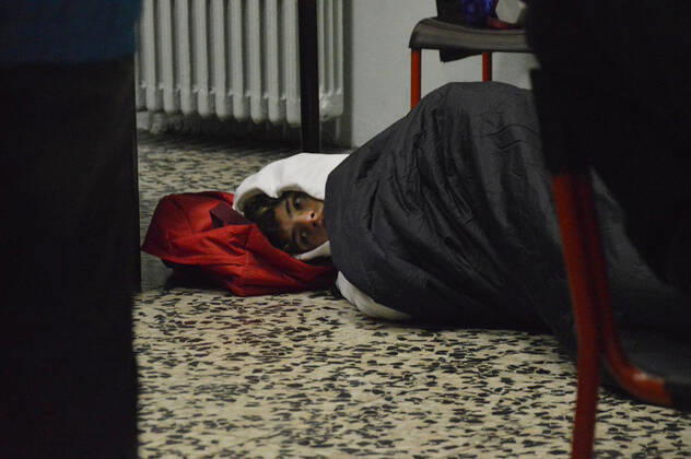 Milan, Liceo Manzoni. High school kids spend the night taking up high school Editorial Usage Only  Copyright: xDAVIDExCANELLAx xIPAx