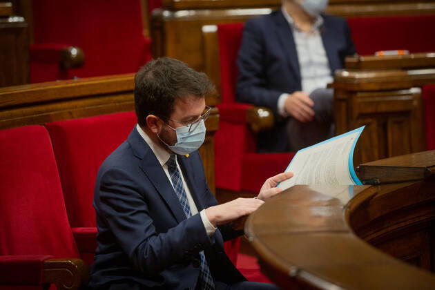 The Vice-president of the Government in charge of President and ERC candidate for the elections, Pere AragonÃ s, during the session held at the Permanent Delegation of the Parliament, in Barcelona, Catalonia, (Spain), on January 13, 2021. The session was convened to report on the latest measures taken to combat the coronavirus pandemic. 13 JANUARY 2021;COVID;PANDEMIC;CATALONIA;PARLAMENT David Zorrakino LagenciaEP 01 13 2021 Barcelona, (Catalonia) Barcelona, (Catalonia) Spain Copyright: xDavidxZorrakinox 3514931