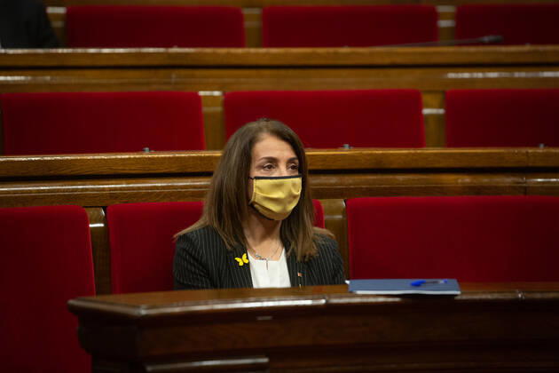 The Councillor for the Presidency and spokesperson of the Government, Meritxell Budo, during a session held at the Permanent Delegation of the Parliament, in Barcelona, Catalonia, (Spain), on 13 January 2021. The session was convened to report on the latest measures taken to combat the coronavirus pandemic. 13 JANUARY 2021;COVID;PANDEMIC;CATALONIA;PARLAMENT David Zorrakino LagenciaEP 01 13 2021 Barcelona, (Catalonia) Barcelona, (Catalonia) Spain Copyright: xDavidxZorrakinox 3514953