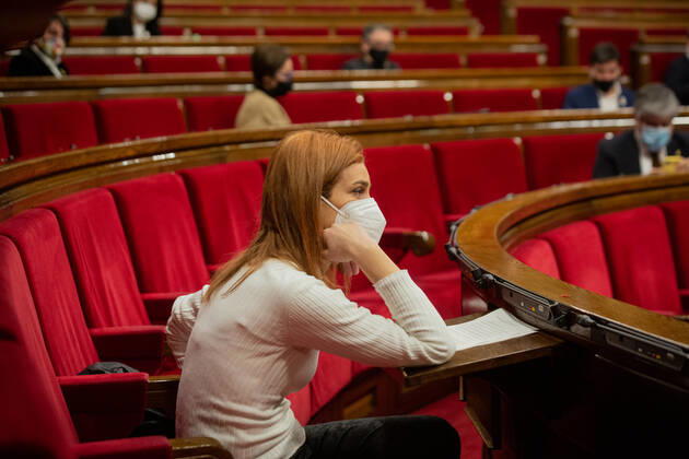 En Comu Podem s candidate for the Presidency of the Generalitat, JÃ ssica Albiach, during a session held at the Diputacio Permanent del Parlament, in Barcelona, Catalonia, (Spain), on January 13, 2021. The session was convened to report on the latest measures taken to combat the coronavirus pandemic. 13 JANUARY 2021;COVID;PANDEMIC;CATALONIA;PARLAMENT David Zorrakino LagenciaEP 01 13 2021 Barcelona, (Catalonia) Barcelona, (Catalonia) Spain Copyright: xDavidxZorrakinox 3515021