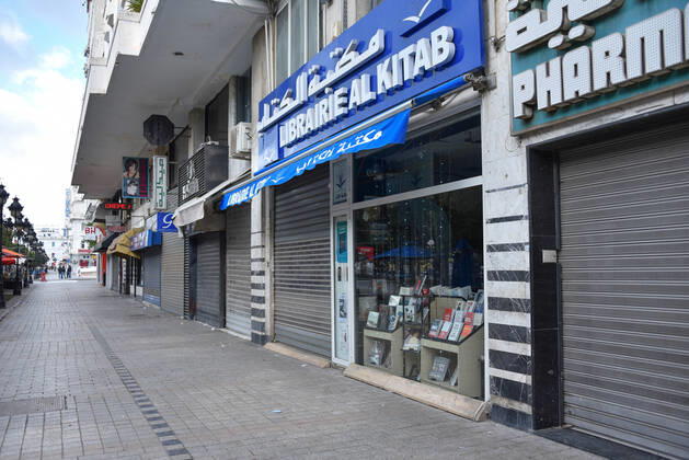January 14, 2021, Tunis, Tunisia: Shops are closed in the Tunisian capital Tunis amid a lockdown due to the Covid-19 pandemic as the country marks 10 years since its revolution. Tunisia marked 10 years today since its street revolution sent autocratic ruler Zine El Abidine Ben Ali fleeing into exile, but few are celebrating amid a lockdown as Covid-19 cases spiral. Tunis Tunisia - ZUMAs197 20210114_zaa_s197_101 Copyright: xJdidixWassimx