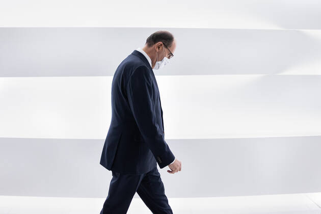 Paris, France, January 14, 2021 - French Prime Minister Jean Castex leaves the press conference on the current French government strategy for the ongoing coronavirus (Covid-19) epidemic.  Copyright: xAlexisxSciardx