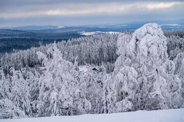 Winter im Sauerland, Hochsauerlandkreis, am Kahler Asten, bei Winterberg, wenige Touristen, Besucher, während des Lockdowns im Januar 2021, NRW, Deutschland Winter Sauerland