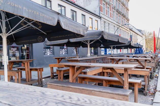 Geschlossene Gastronomie während des Corona-Lockdowns im Janaur 2021 im Stadtteil Hamburg St. Pauli -;Geschlossene Gastronomie während des Corona-Lockdowns im Janaur 2021 im Stadtteil Hamburg St. Pauli -, Hamburg Hamburg Deutschland St. Pauli
