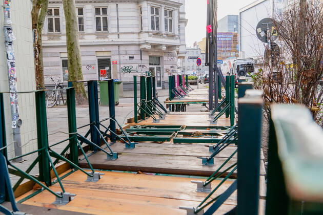 Geschlossene Gastronomie während des Corona-Lockdowns im Janaur 2021 im Stadtteil Hamburg St. Pauli -;Geschlossene Gastronomie während des Corona-Lockdowns im Janaur 2021 im Stadtteil Hamburg St. Pauli -, Hamburg Hamburg Deutschland St. Pauli