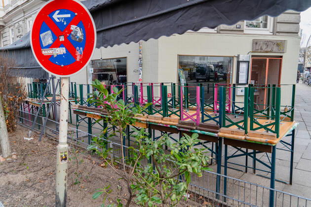 Geschlossene Gastronomie während des Corona-Lockdowns im Janaur 2021 im Stadtteil Hamburg St. Pauli -;Geschlossene Gastronomie während des Corona-Lockdowns im Janaur 2021 im Stadtteil Hamburg St. Pauli -, Hamburg Hamburg Deutschland St. Pauli