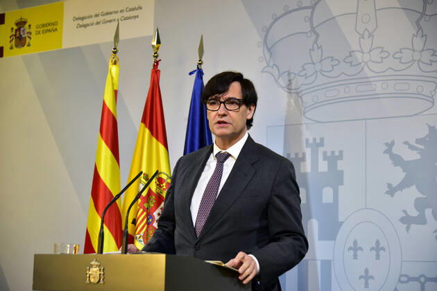 The Minister of Health, Salvador Illa, intervenes during a media appearance called to follow up on the pandemic by Covid-19, in Barcelona, Catalonia, (Spain), on January 16, 2021. At the conference, Illa confirmed that no home confinement is contemplated, although he did indicate that he was willing to review the curfew schedule for the state of alarm, as some autonomous regions are demanding. 16 JANUARY 2021;CURFEW;BARCELONA;ILLA;COVID;CORONAVIRUS David Oller LagenciaEP 01 16 2021 Barcelona, (Catalonia) Barcelona, (Catalonia) Spain Copyright: xDavidxOllerx 3519753