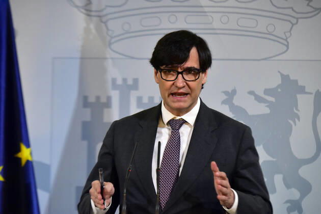 The Minister of Health, Salvador Illa, intervenes during a media appearance called to follow up on the pandemic by Covid-19, in Barcelona, Catalonia, (Spain), on January 16, 2021. At the conference, Illa confirmed that no home confinement is contemplated, although he did indicate that he was willing to review the curfew schedule for the state of alarm, as some autonomous regions are demanding. 16 JANUARY 2021;CURFEW;BARCELONA;ILLA;COVID;CORONAVIRUS David Oller LagenciaEP 01 16 2021 Barcelona, (Catalonia) Barcelona, (Catalonia) Spain Copyright: xDavidxOllerx 3519758