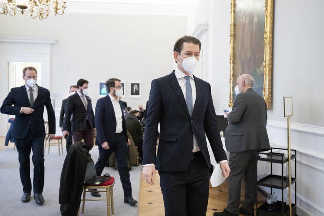 Lockdown Verlängerung in Österreich: Pressekonferenz im Bundeskanzleramt Wien