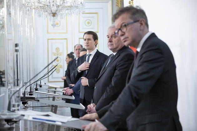 Lockdown Verlängerung in Österreich: Pressekonferenz im Bundeskanzleramt Wien