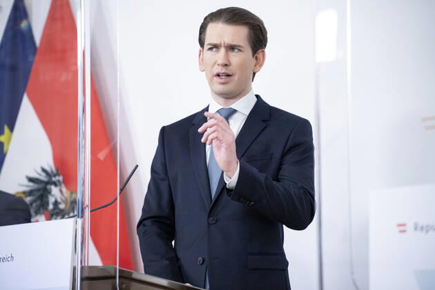 Lockdown Verlängerung in Österreich: Pressekonferenz im Bundeskanzleramt Wien
