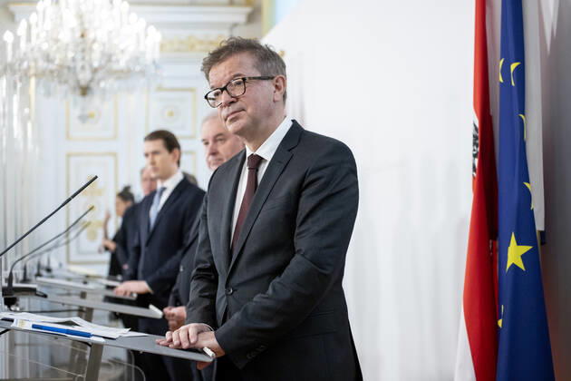 Lockdown Verlängerung in Österreich: Pressekonferenz im Bundeskanzleramt Wien