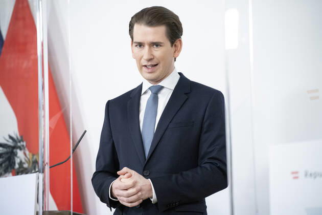 Lockdown Verlängerung in Österreich: Pressekonferenz im Bundeskanzleramt Wien