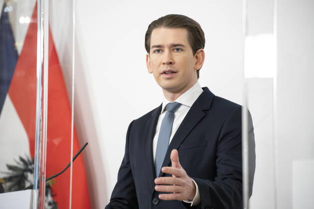 Lockdown Verlängerung in Österreich: Pressekonferenz im Bundeskanzleramt Wien
