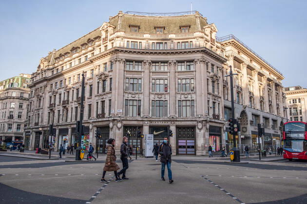 January 17, 2021, London, United Kingdom: A general scene in Oxford circus in London almost empty. Latest Covid-19 lockdown slams UK business owners. London United Kingdom - ZUMAs197 20210117_zaa_s197_127 Copyright: xMayxJamesx