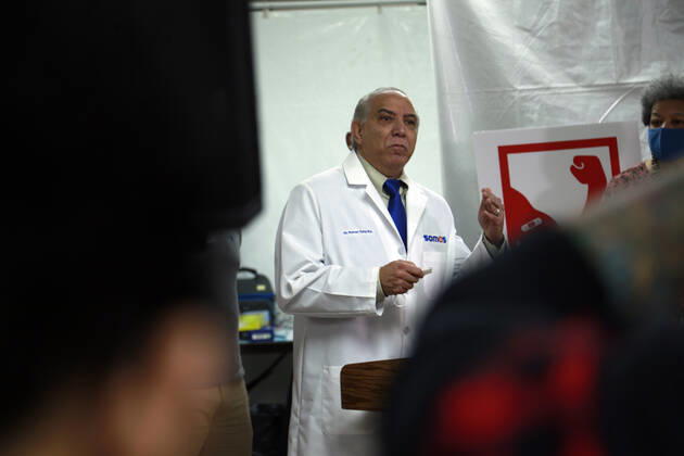 NEW YORK, NY-JANUARY 17, 2021: Ruth Hassell-Thompson, Special Advisor for Policy and Community Affairs, NYS Homes and Community Renewal, Reverend Dr. Calvin Butts Open State Vaccination Site in HarlemNew York State opens COVID-19 Vaccine site along with the Manhattan Borough President Gale Brewer, Dr. Ramon Tallaj Sr., and New State Senator Brian A. Benjamin at the Abyssinian Baptist Church in the Harlem section of New York City on January 17, 2021. Photo Copyright: xmpi43 MediaPunchx