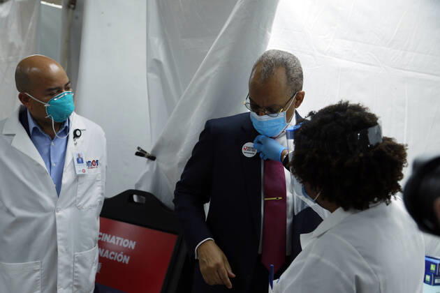 NEW YORK, NY-JANUARY 17, 2021: Ruth Hassell-Thompson, Special Advisor for Policy and Community Affairs, NYS Homes and Community Renewal, Reverend Dr. Calvin Butts Open State Vaccination Site in HarlemNew York State opens COVID-19 Vaccine site along with the Manhattan Borough President Gale Brewer, Dr. Ramon Tallaj Sr., and New State Senator Brian A. Benjamin at the Abyssinian Baptist Church in the Harlem section of New York City on January 17, 2021. Photo Copyright: xmpi43 MediaPunchx